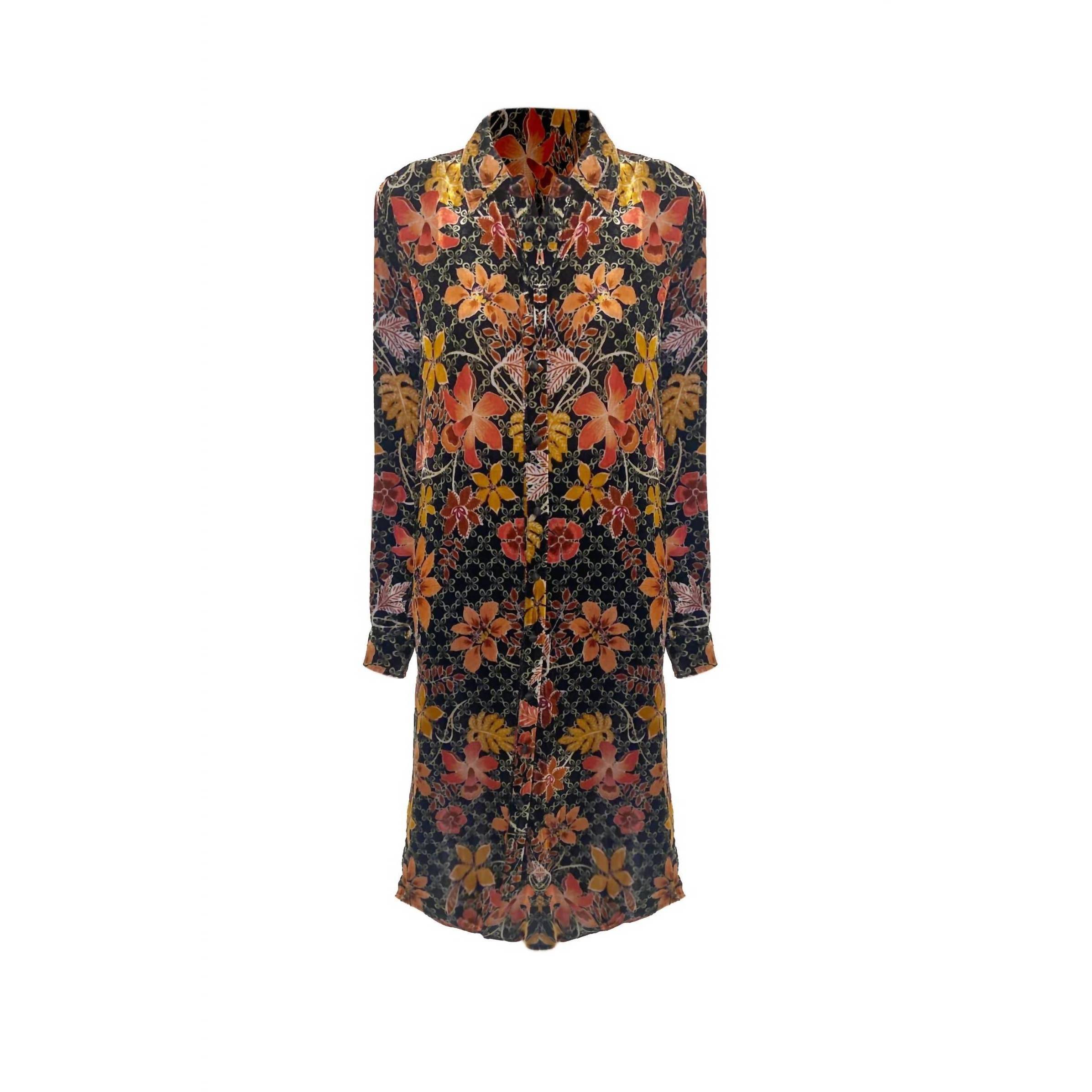 New Johnny Was Women's Jasmoon Flore Velvet Relaxed Overshirt Dress In Multi